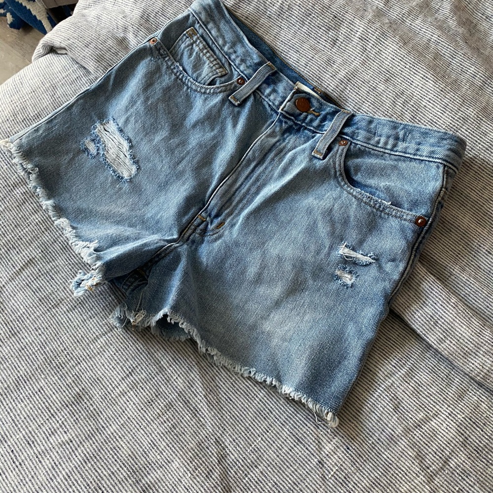 Madewell distressed high waisted jean shorts